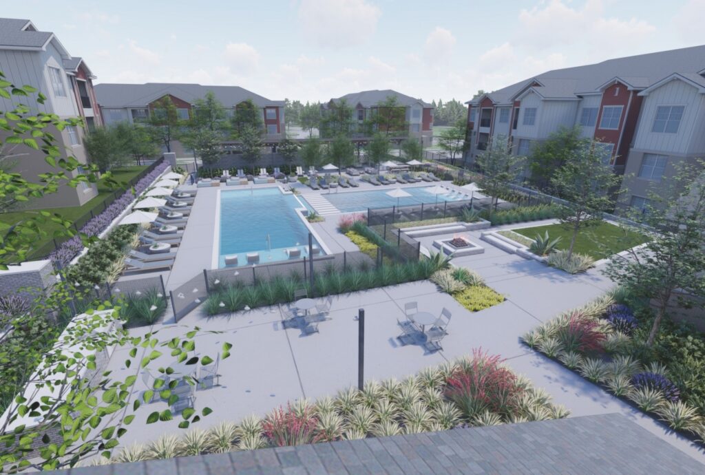 3D rendering of the Senderro community luxury pool