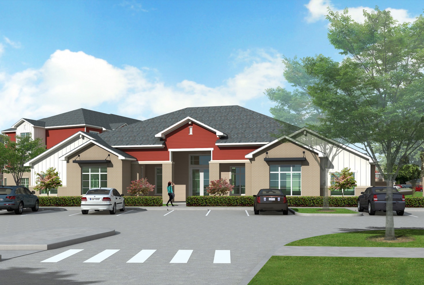 3D rendering of the Senderro community office building